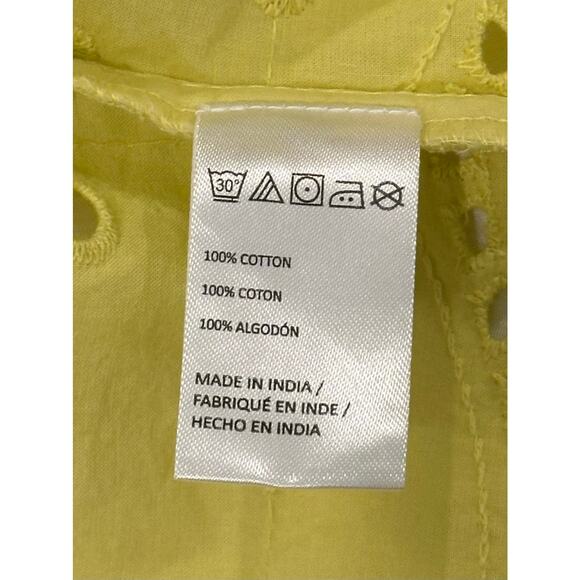 Anthropologie WOMENS ONE SIZE Maeve Cropped Navy Eyelet Boho Kimono yellow - Picture 12 of 12